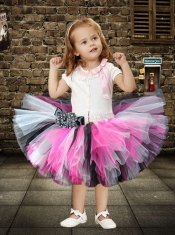 Beautiful Scoop Short Sleeves Little Girl Dresses with Bowknot