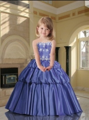 Brand New Strapless Lavender Little Girl Pageant Dress with Appliques