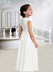 Comfortable Empire Ruching and Sashes Short Sleeves Chiffon Flower Girl Dress for 2014