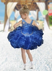 Cute Asymmetrical Beading and Ruffles 2014 Orange Little Girl Dress