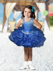 Cute Asymmetrical Beading and Ruffles 2014 Orange Little Girl Dress