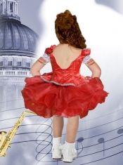 Cute Ball Gown Bateau Knee-length Beading Short Sleeveless Red Little Girl Dress
