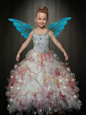 Cute Ball Gown Straps Multi-color Little Gril Pageant Dress with Beading