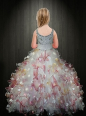 Cute Ball Gown Straps Multi-color Little Gril Pageant Dress with Beading