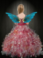 Cute Ball Gown Straps Multi-color Little Gril Pageant Dress with Beading