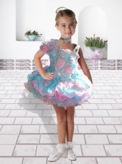 Cute Colorful Asymmetrical Mini-length Little Girl Dress For 2014