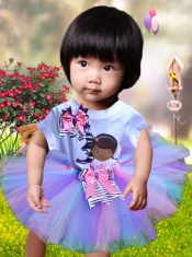 Cute Multi-color Tulle Scoop Bowknot Little Girl Dress for 2014