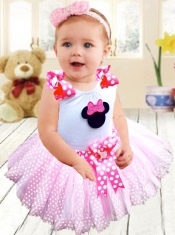 Cute Pink Tulle Scoop Bowknot Little Girl Dress for 2014