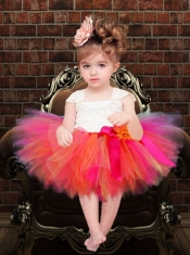 Cute Square Tulle Knee-length Little Girl Dresses with Zipper Up