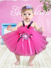 Cute Straps Tea-length Little Girl Dress with Hand Made Flowers