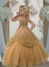 Discount Ball Gown Sweetheart Floor-length Gold Little Girl Pageant Dress