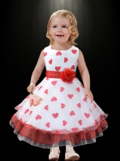 Elegant A-Line Scoop Ankle-length Little Girl Dress with Belt
