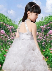 Elegant A-Line Straps Knee-length Beading Lilac Little Girl Dress