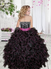 Elegant Halter Beading Black Little Gril Pageant Dresses for 2014