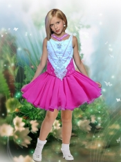 Fashionable A-Line Scoop Beading Little Girl Dress for 2014