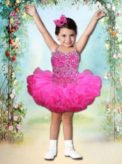 Fashionable Beading and Ruffles Halter 2014 Little Girl Dress in Royal Blue