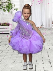 Fashionable Beading and Ruffles Halter 2014 Little Girl Dress in Royal Blue