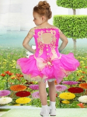 Hand Made Flowers and Appliques Knee-length Little Girl Dress for 2014
