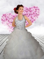 Hot Pink Halter Floor-length Little Gril Pageant Dress with Beading