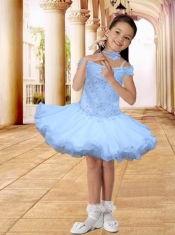 Hot Pink Off the Shoulder A-Line Little Girl Dress with Appliques and Beading
