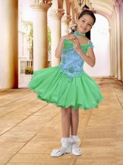 Hot Pink Off the Shoulder A-Line Little Girl Dress with Appliques and Beading
