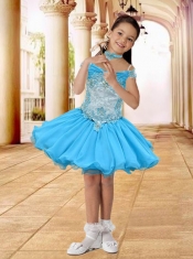 Hot Pink Off the Shoulder A-Line Little Girl Dress with Appliques and Beading
