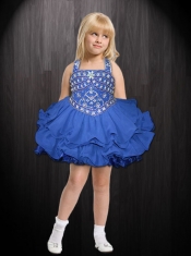 Lavender Ball Gown Halter Top Mini-length Little Girl Dress with Beading