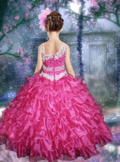 Lilac Little Gril Pageant Dress with Beading and Appliques