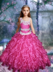Lilac Little Gril Pageant Dress with Beading and Appliques