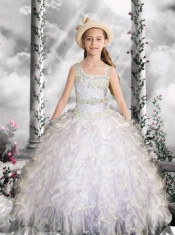 Lilac Little Gril Pageant Dress with Beading and Appliques