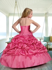 Lovely Blue Little Girl Pageant Dress with Beading and Pick-ups for 2014