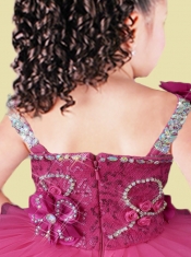 Luxurious A-Line Asymmetrical Mini-length Beading Pink Little Girl Dress
