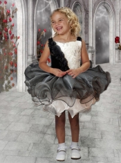 Modest Ball Gown Square Mini-length Black and White Little Girl Dress