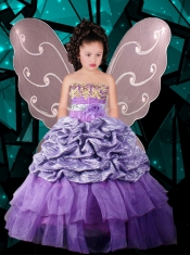 Modest Strapless Brush Train Appliques Ball Gown Little Girl Pageant Dress