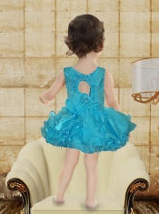 Modest V-neck Short Beading and Appliques Organza Little Girl Dress