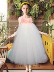 Perfect A-Line Tea-length Little Girl Dresses with Hand Made Flower