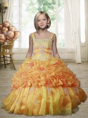 Popular Appliques Beading Ball Gown Little Girl Pageant Dress with Sweetheart