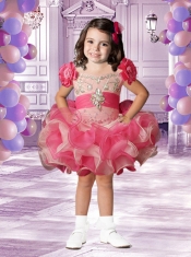 Popular Backless Off the Shoulder Little Girl Dress with Hand Made Flowers and Beading