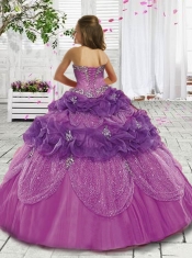 Popular Blue Little Girl Pageant Dress with Beading and Pick-ups for 2014