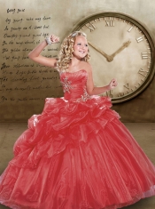 Popular Strapless Red Little Girl Pageant Dress with Appliques and Pick-ups