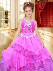 Pretty Ball Gown V-neck Beading Little Girl Pageant Dresses in Blue
