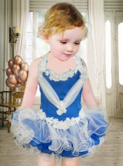 Pretty Halter Short Appliques and Beading Little Girl Dress with Halter