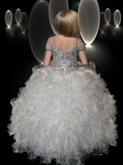 Pretty Rose Pink Off Shoulder Little Gril Pageant Dress with Beading