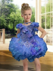 Pretty Royal Blue Scoop Mini-length Little Girl Dress For 2014