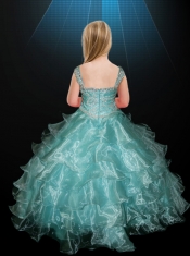 Pretty Straps Pink Beading Floor-length Little GirlPageant Dress