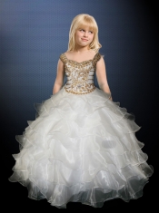 Pretty Straps Pink Beading Floor-length Little GirlPageant Dress