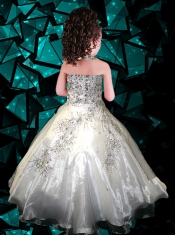 Pretty White Ball Gown Halter Beading Long Little Girl Pageant Dress in White