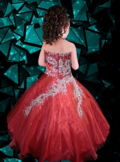 Pretty White Ball Gown Halter Beading Long Little Girl Pageant Dress in White