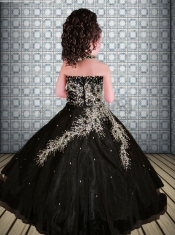 Pretty White Ball Gown Halter Beading Long Little Girl Pageant Dress in White