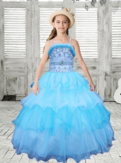 Puffy Spaghetti Straps Little Girl Pageant Dresses with Beading